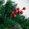 16" Artificial Pine & Berry Warm White LED Pre-Lit Hanging Basket
